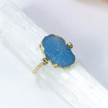 handmade blue druzy cocktail ring laura j designs