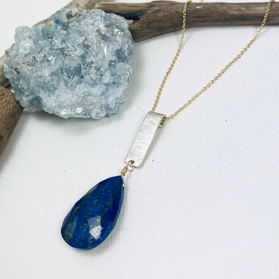 Lapis Bar Necklace