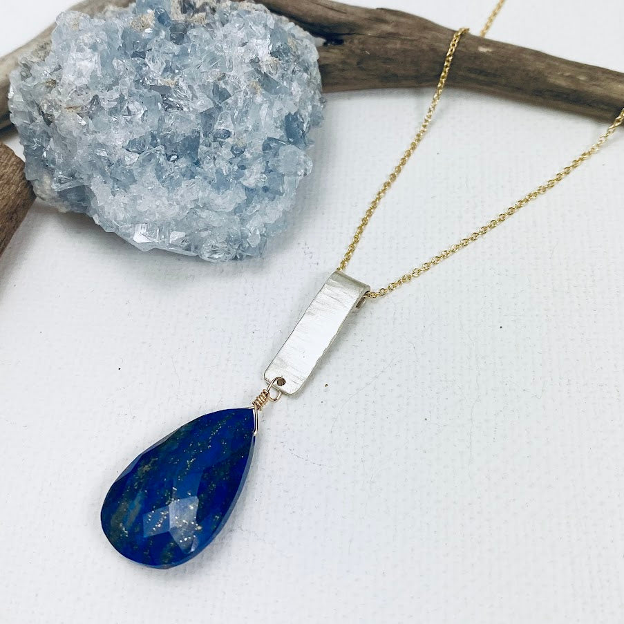 Lapis Bar Necklace