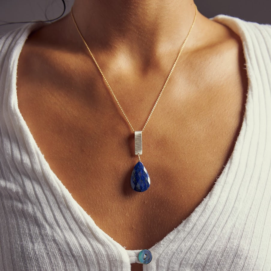 Lapis Bar Necklace