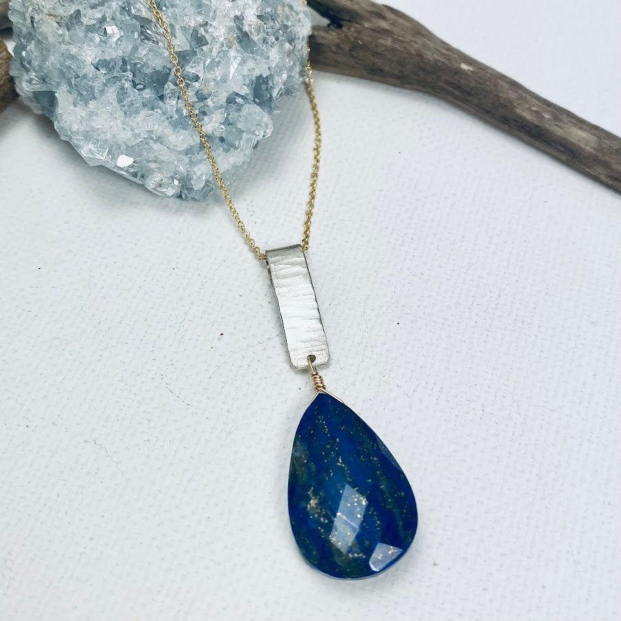 Lapis Bar Necklace