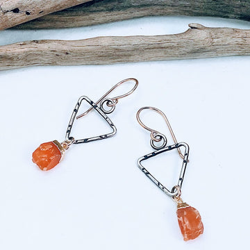 Carnelian Triangle Earrings