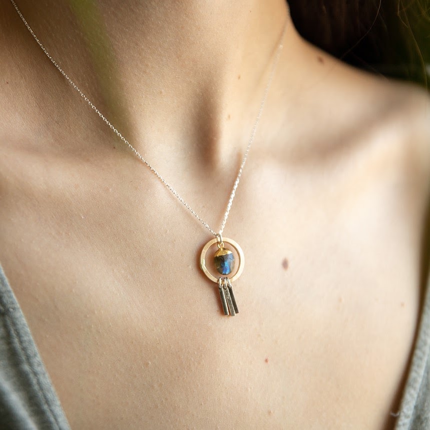 Labradorite Bars and Bubbles Necklace
