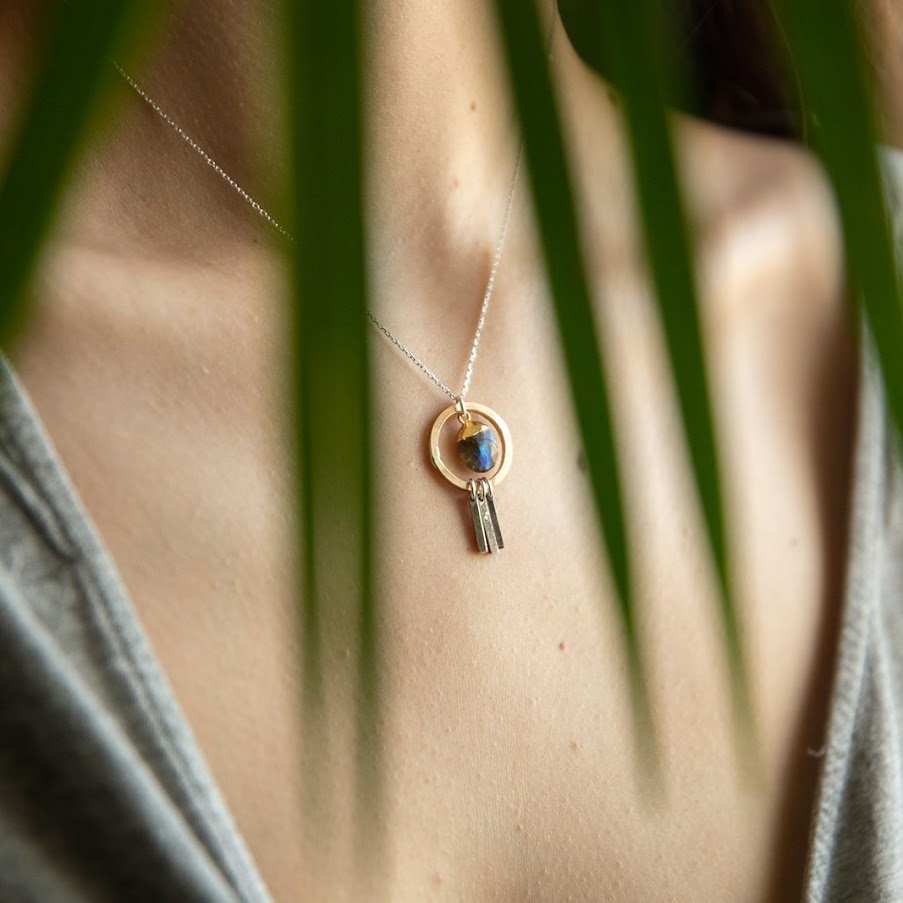 Labradorite Bars and Bubbles Necklace