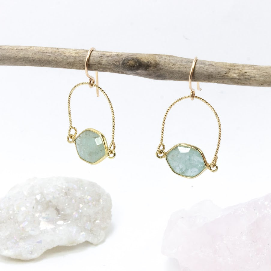 Aquamarine Arch Earrings