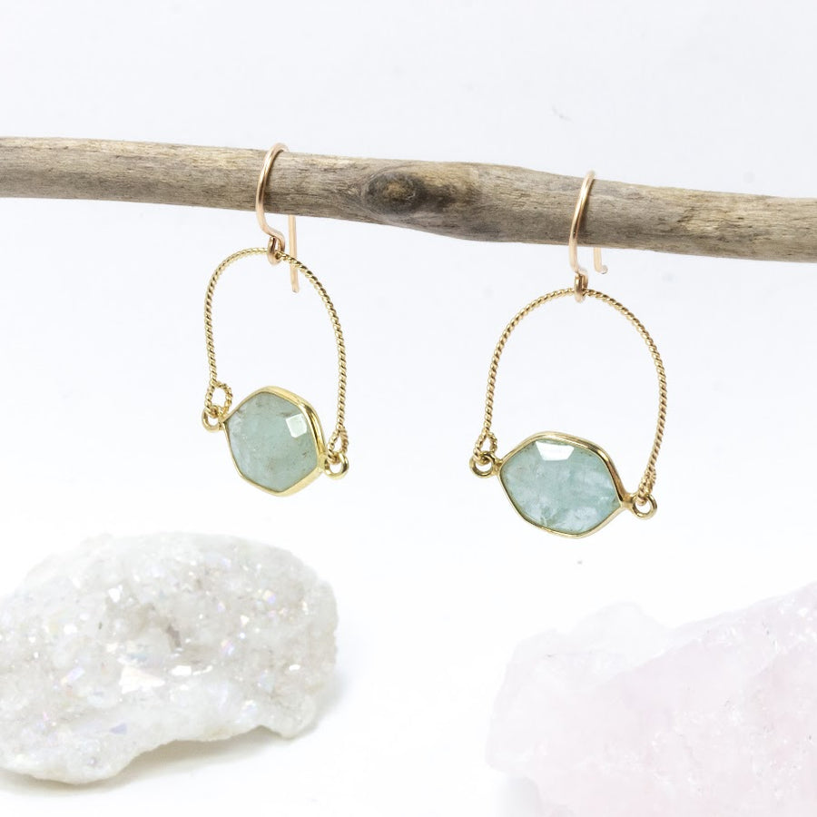 Aquamarine Arch Earrings