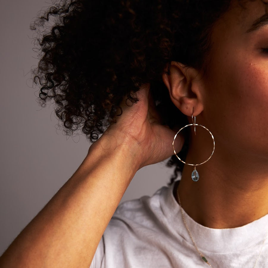 Blue Topaz Hoop Earrings