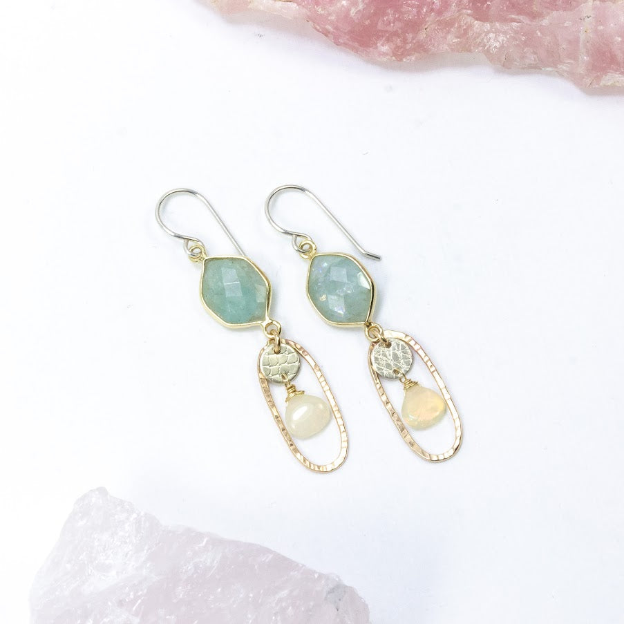 Aqua Opal Earrings