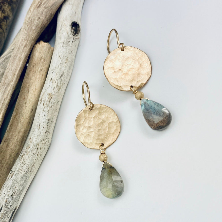 Labradorite Disc Earrings