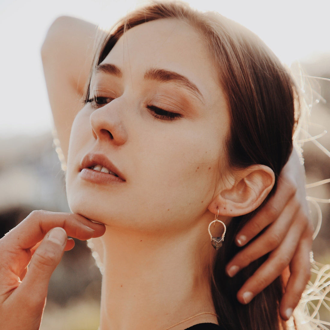 Labradorite Edge Earrings