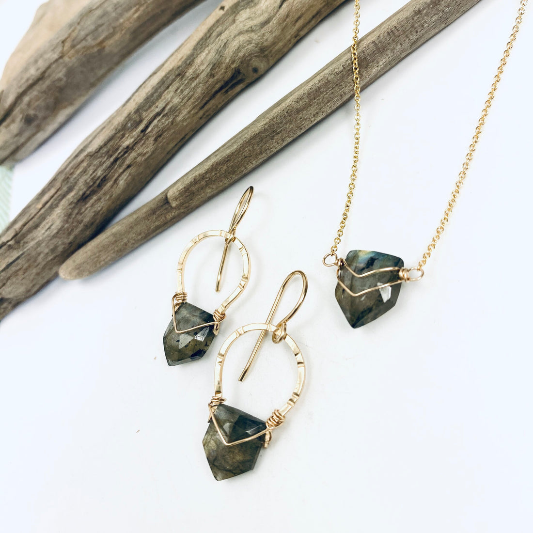 Labradorite Edge Earrings
