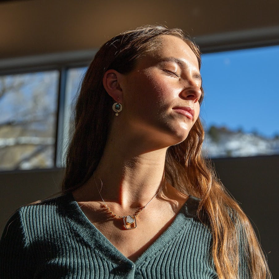 Labradorite Shield Earrings