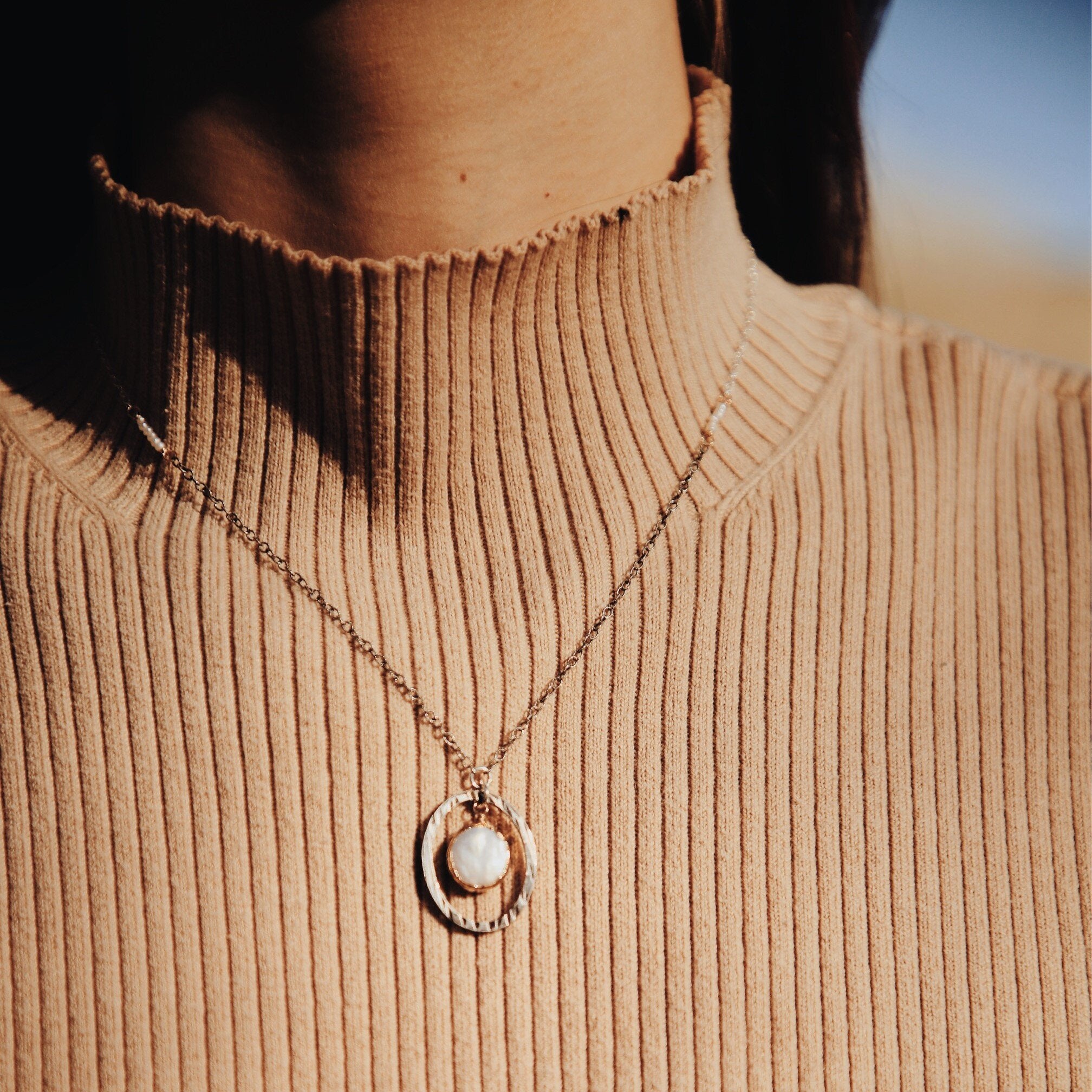 Oxidized Pearl Necklace