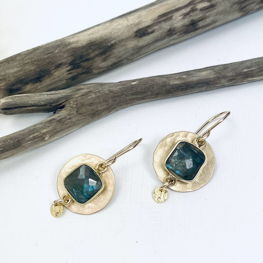 Labradorite Shield Earrings