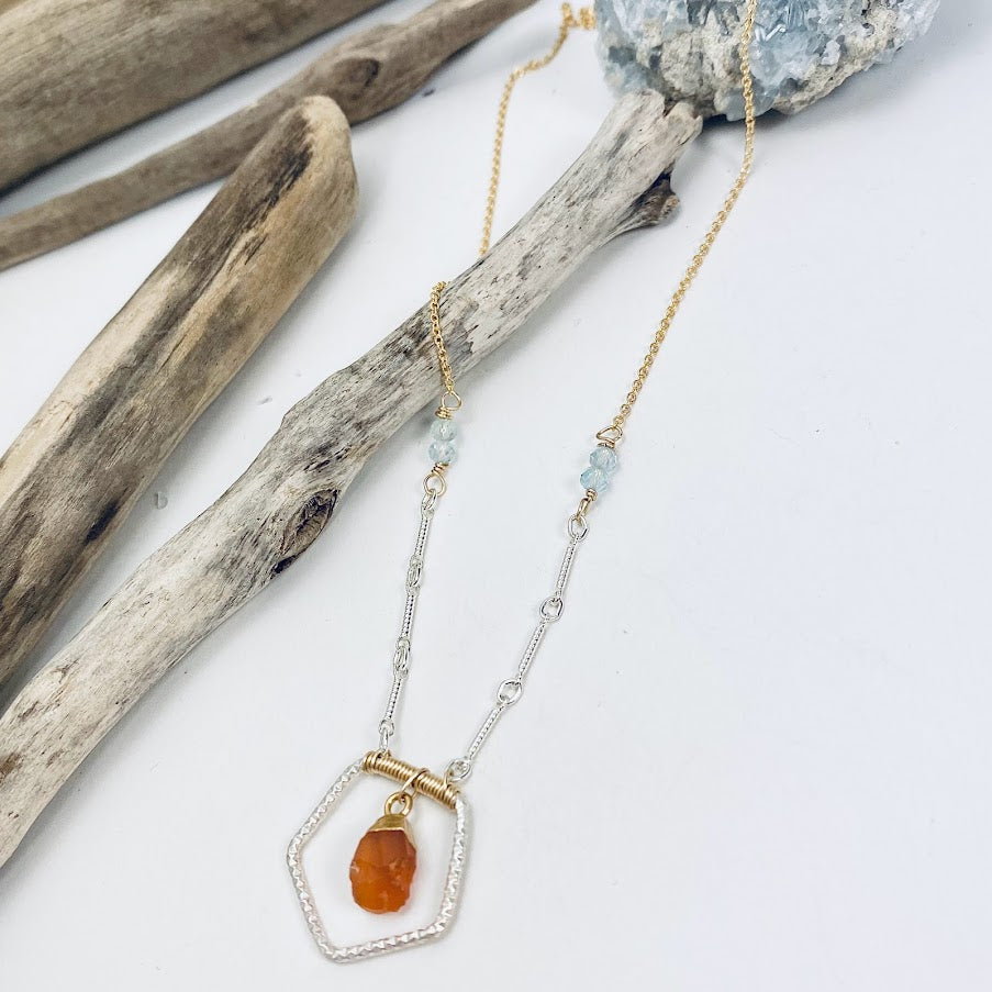 Carnelian Pentagon Necklace