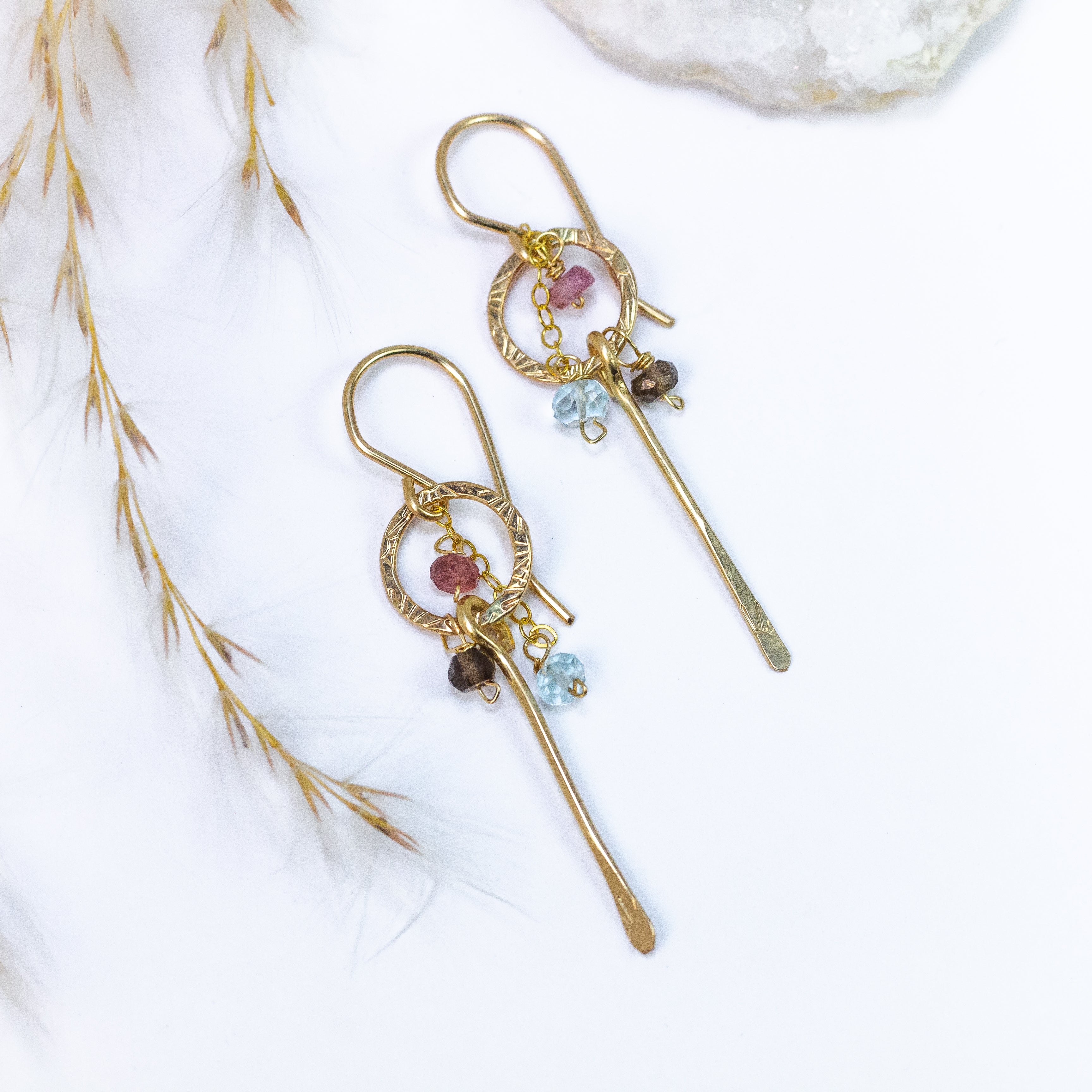 handmade gold filled gemstone dangle earrings laura j designs