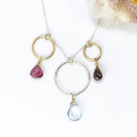 handmade sterling silver gold filled mixed metal mixed gemstone necklace laura j designs
