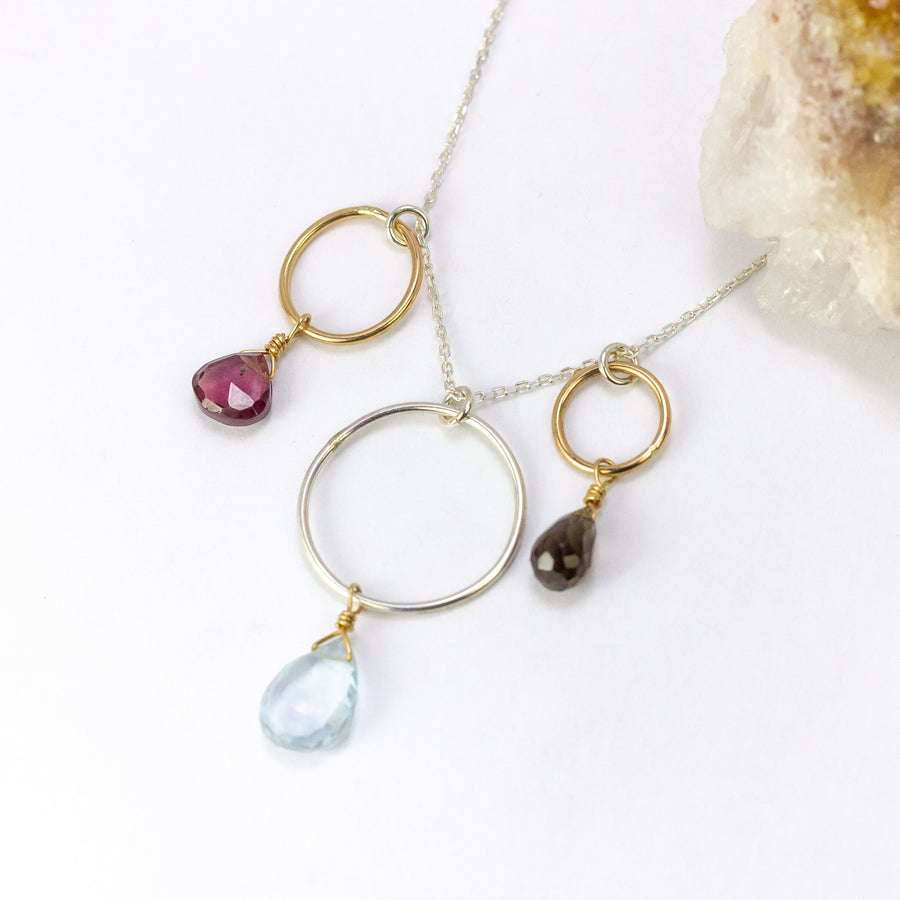 handmade sterling silver gold filled mixed metal mixed gemstone necklace laura j designs