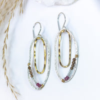 handmade oval sterling silver gold filled mixed gemstone statement earrings laura j designs