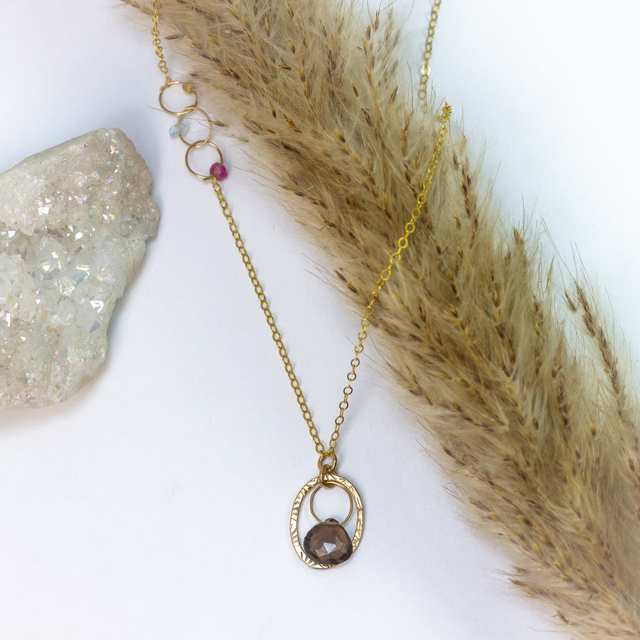 handmade gold filled asymmetric smoky topaz gemstone necklace laura j designs