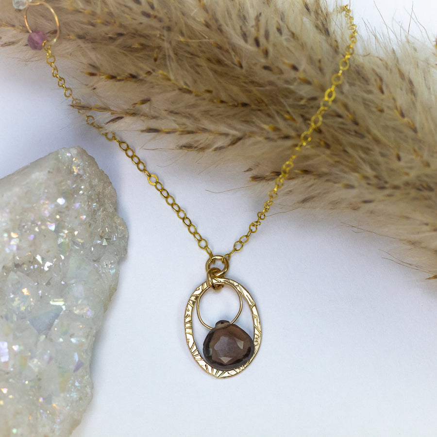 handmade gold filled asymmetric smoky topaz gemstone necklace laura j designs