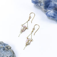 handmade silver chain pink pearl earrings laura j designs