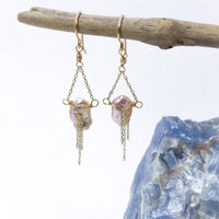 handmade silver chain pink pearl earrings laura j designs