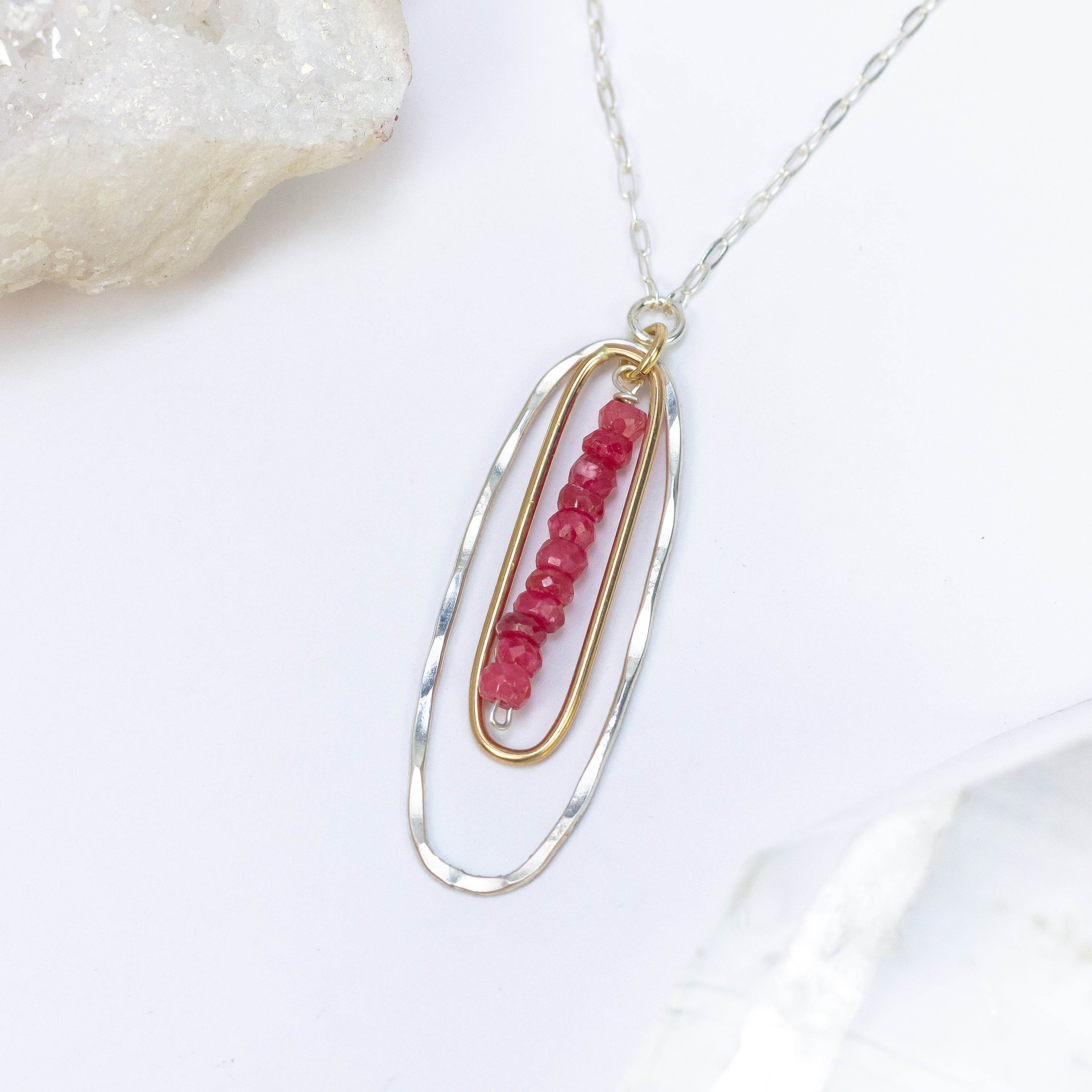 handmade mixed metal ruby gemstone pendant laura j designs