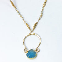 handmade gold filled blue druzy beaded chain necklace laura j designs