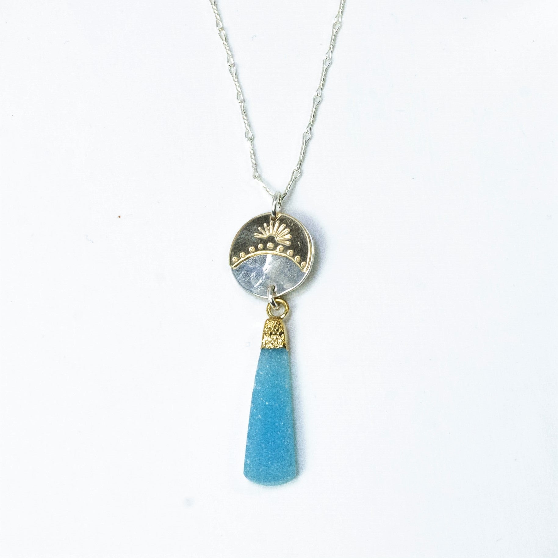handmade silver gold filled blue druzy necklace laura j designs