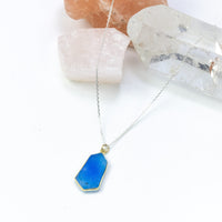 handmade blue druzy silver chain necklace laura j designs