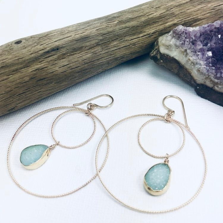 By the Sea Druzy Hoops Earrings