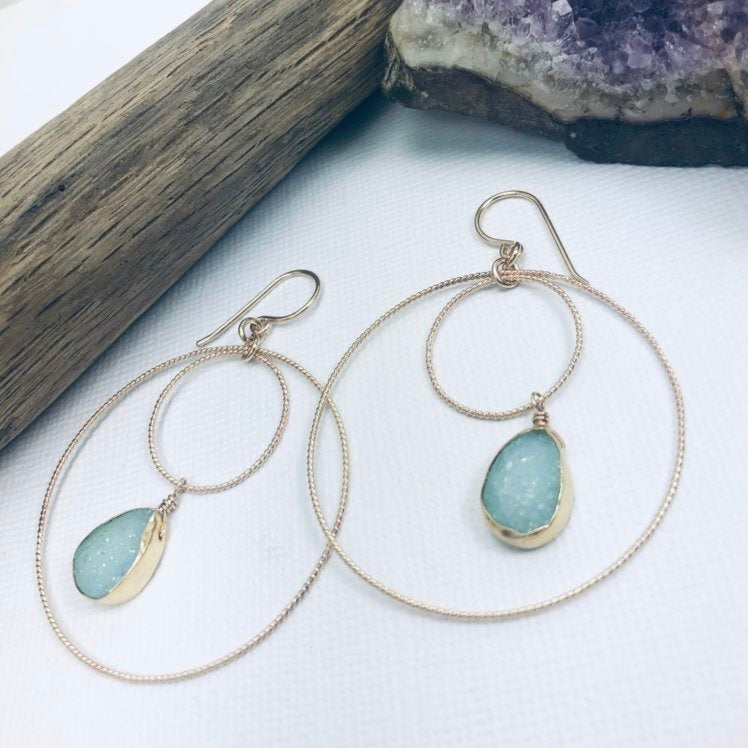 By the Sea Druzy Hoops Earrings