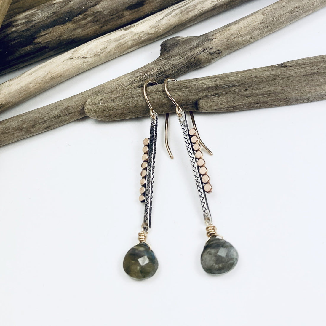 Textured Labradorite Funk Earrings
