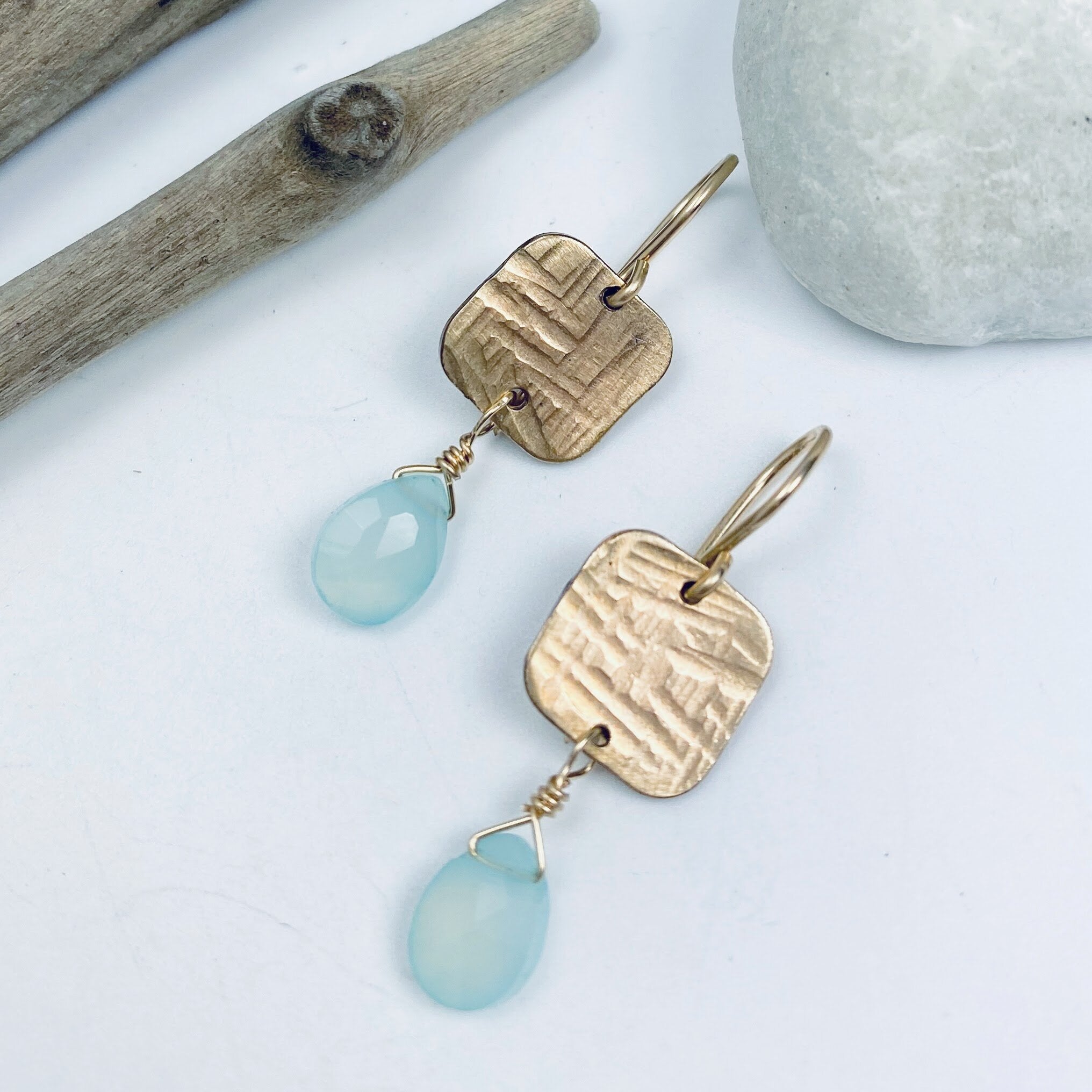 Chalcedony Square Earrings