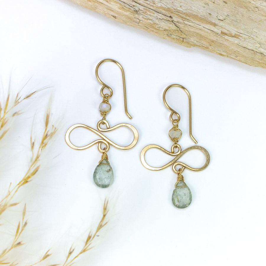 handmade gold moss aqua moonstone gemstone earrings laura j designs