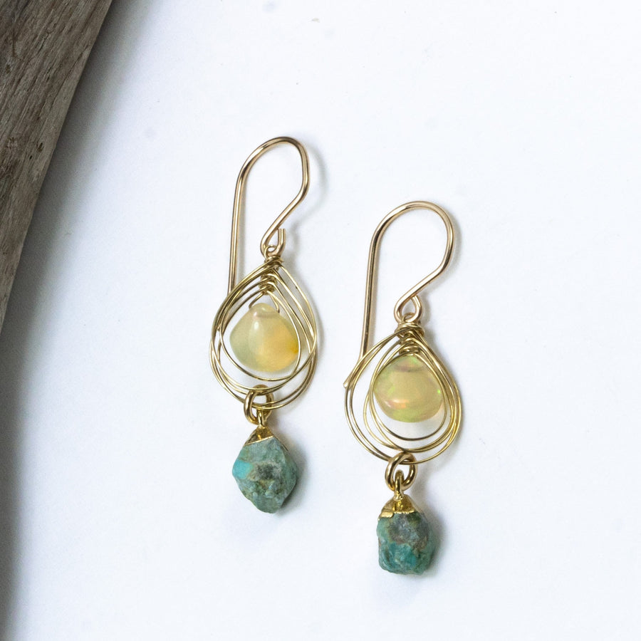 handmade gold turquoise opal earrings laura j designs