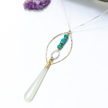 handmade silver gold filled white chalcedony turquoise necklace laura j designs