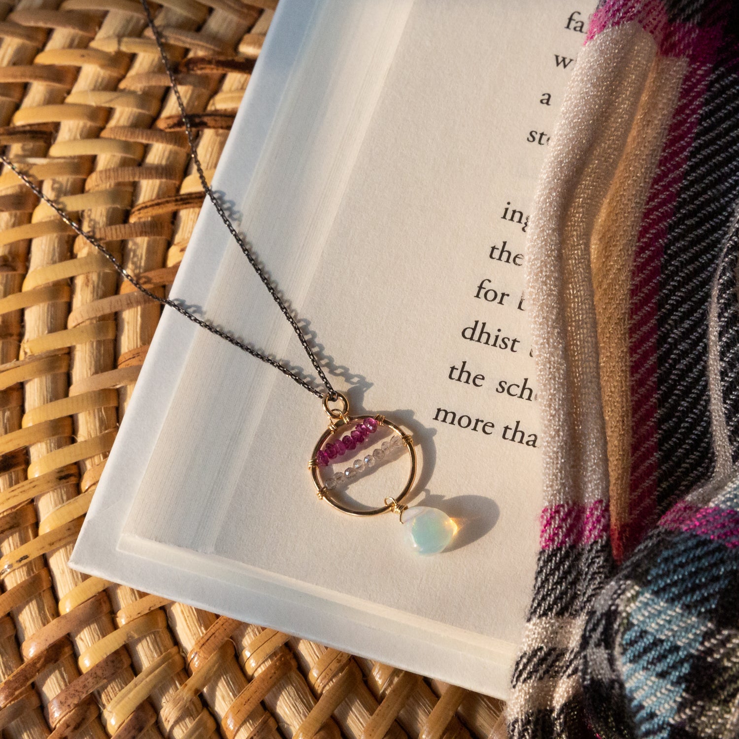 handmade mixed gemstone gold filled opal pendant laura j designs