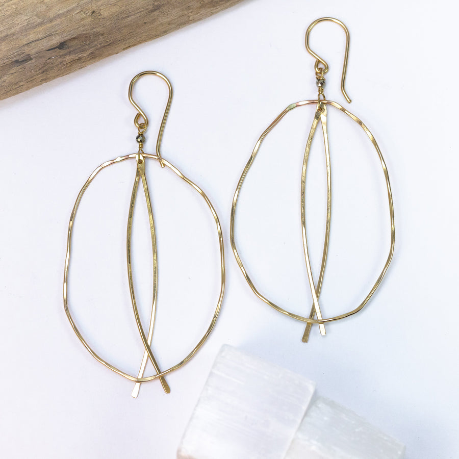 handmade gold filled organic hoop dangle earrings laura j designs