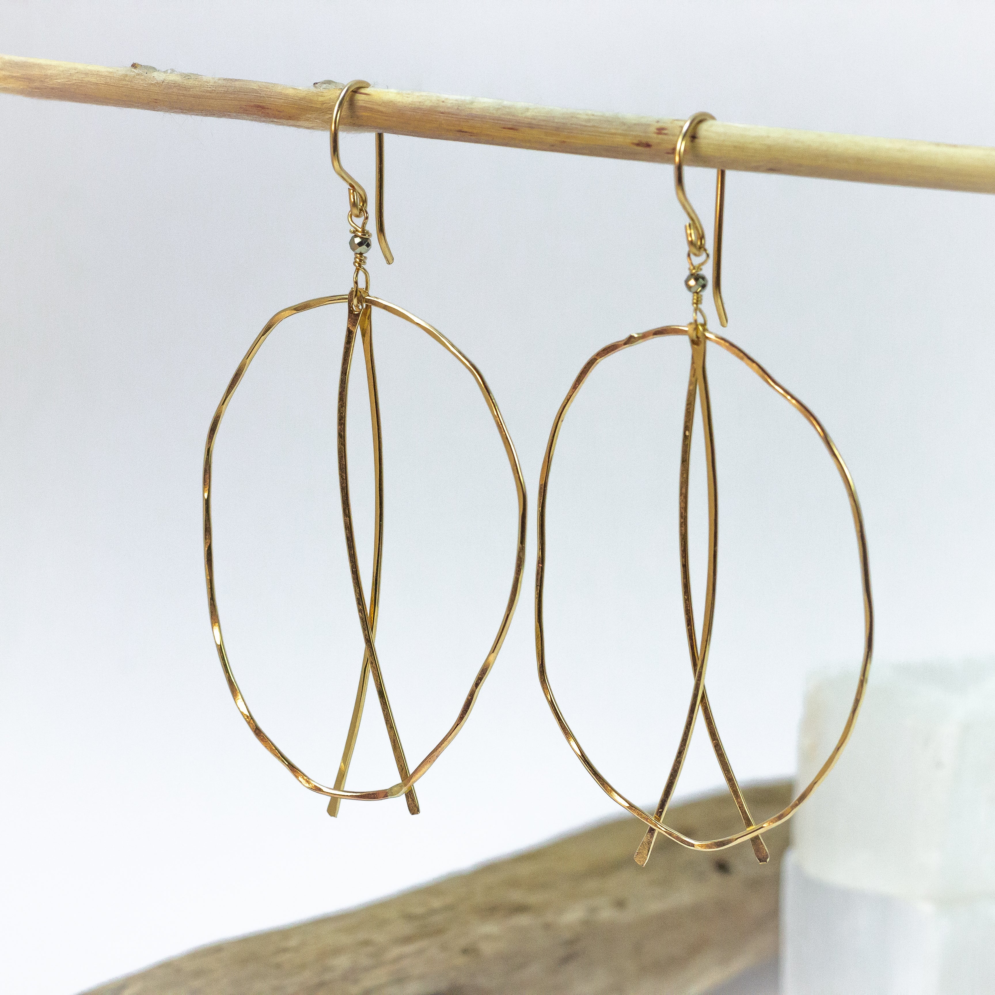 handmade gold filled organic hoop dangle earrings laura j designs