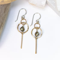 handmade gold filled pyrite gemstone dangle earrings laura j designs