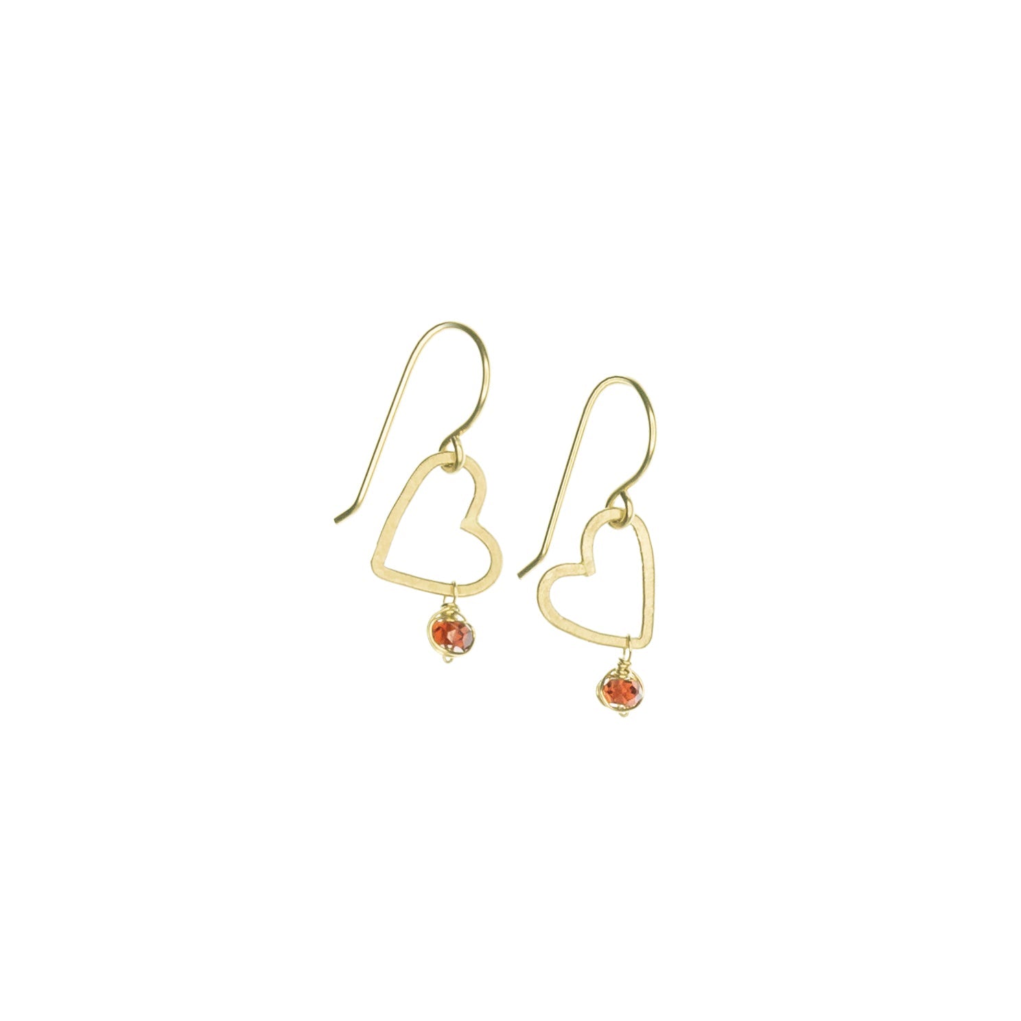 handmade gold heart garnet earrings laura j designs