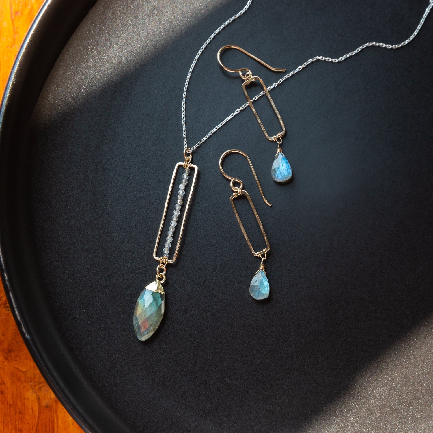 handmade gold filled labradorite gemstone earrings laura j designs