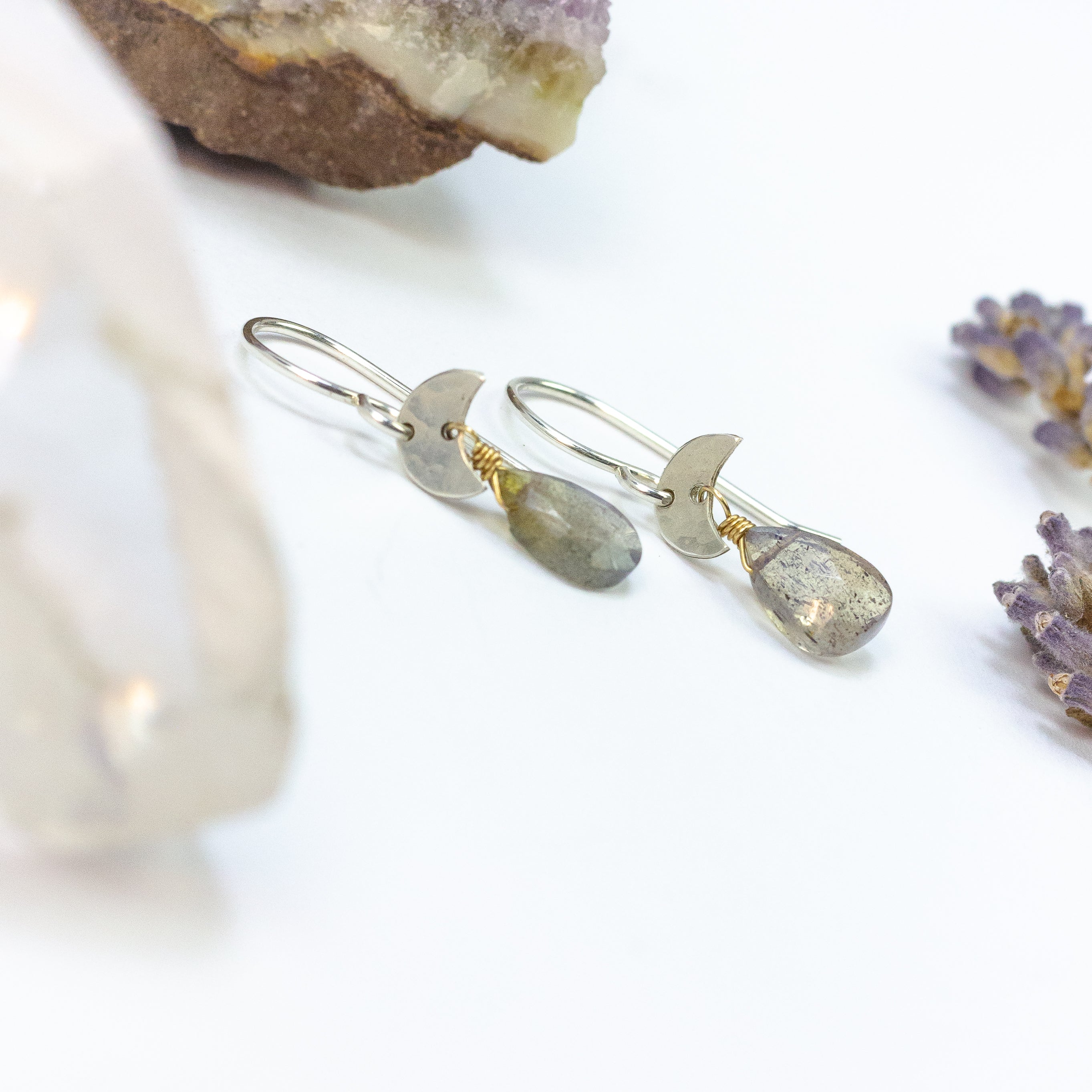 handmade sterling silver labradorite earrings laura j designs