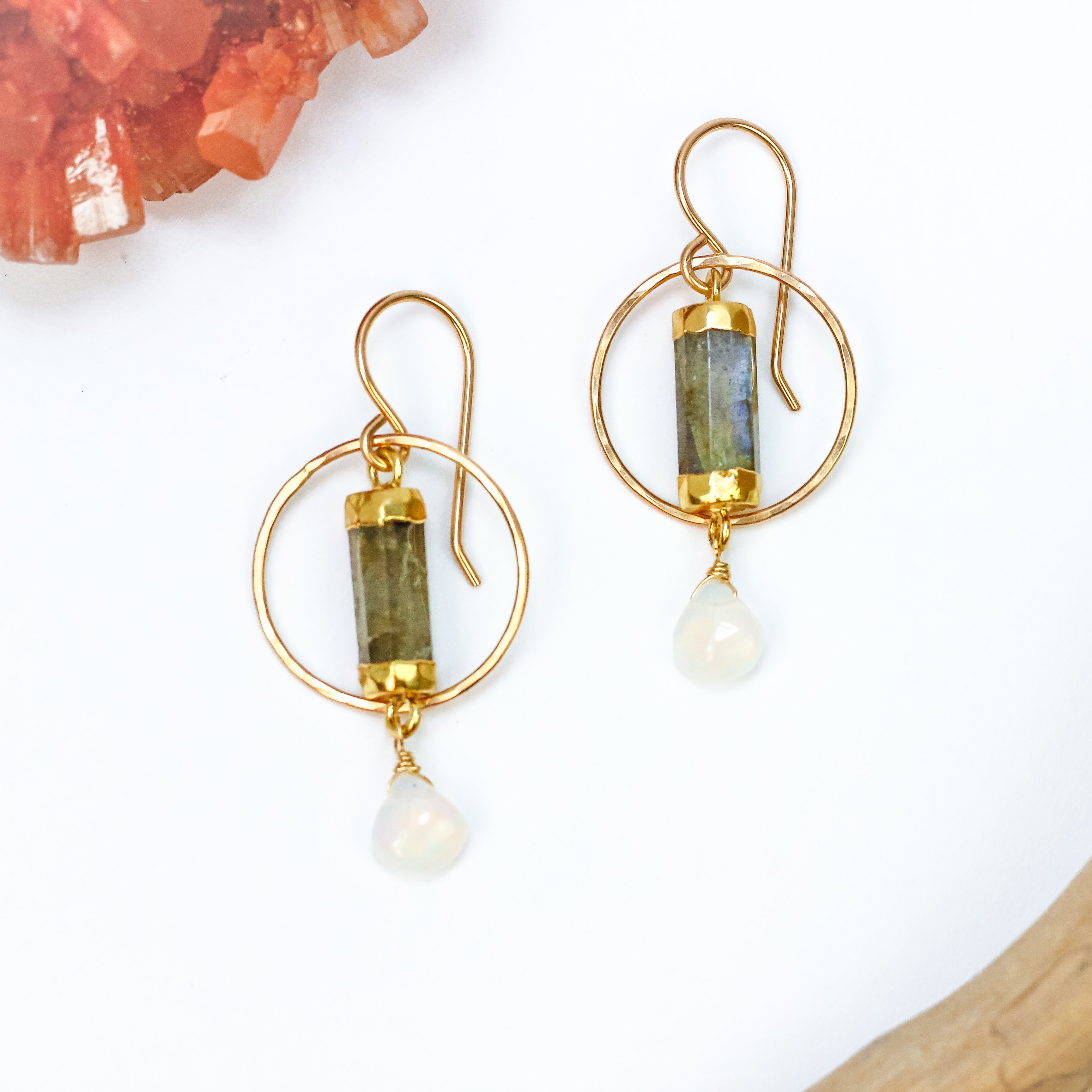 handmade gold filled labradorite opal gemstone earrings laura j designs