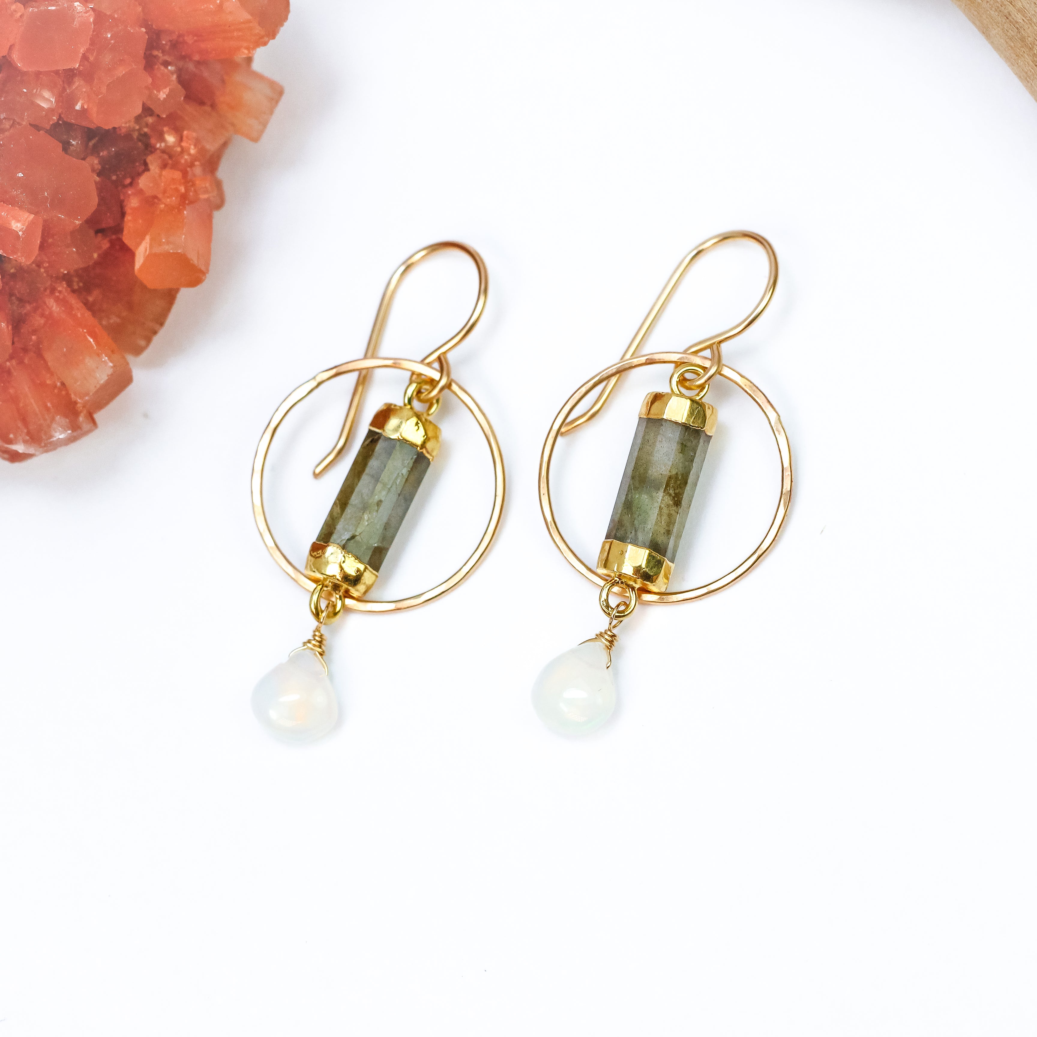 handmade gold filled labradorite opal gemstone earrings laura j designs