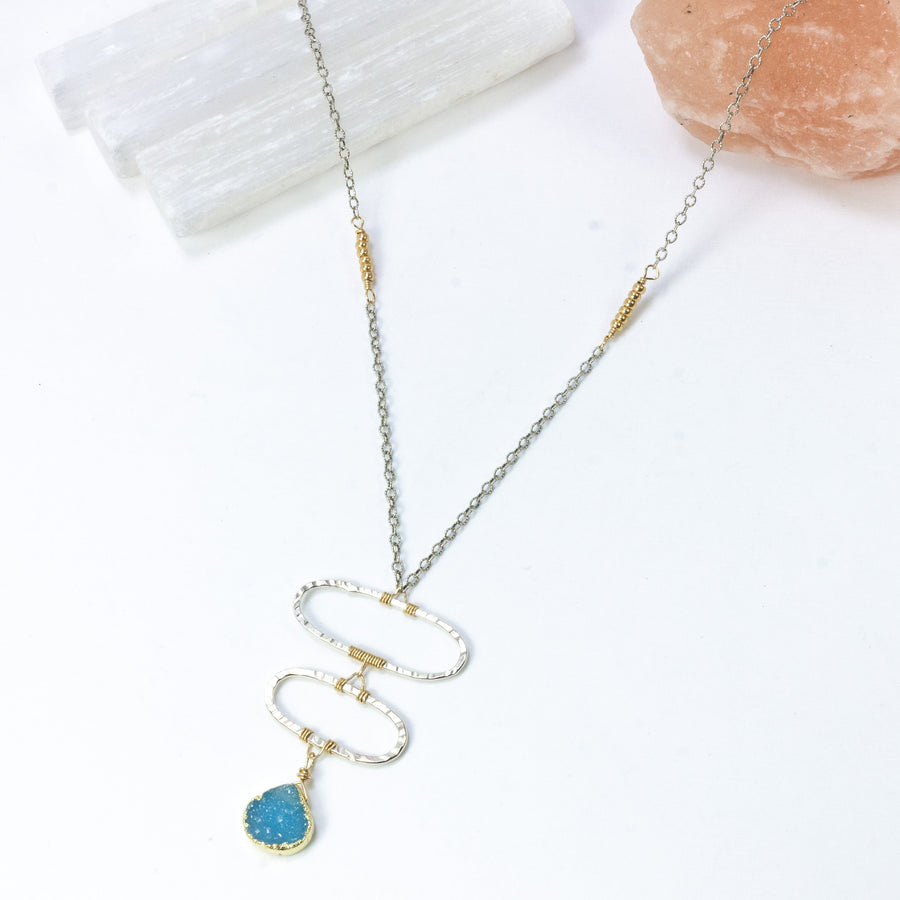 handmade silver blue druzy gemstone necklace laura j designs
