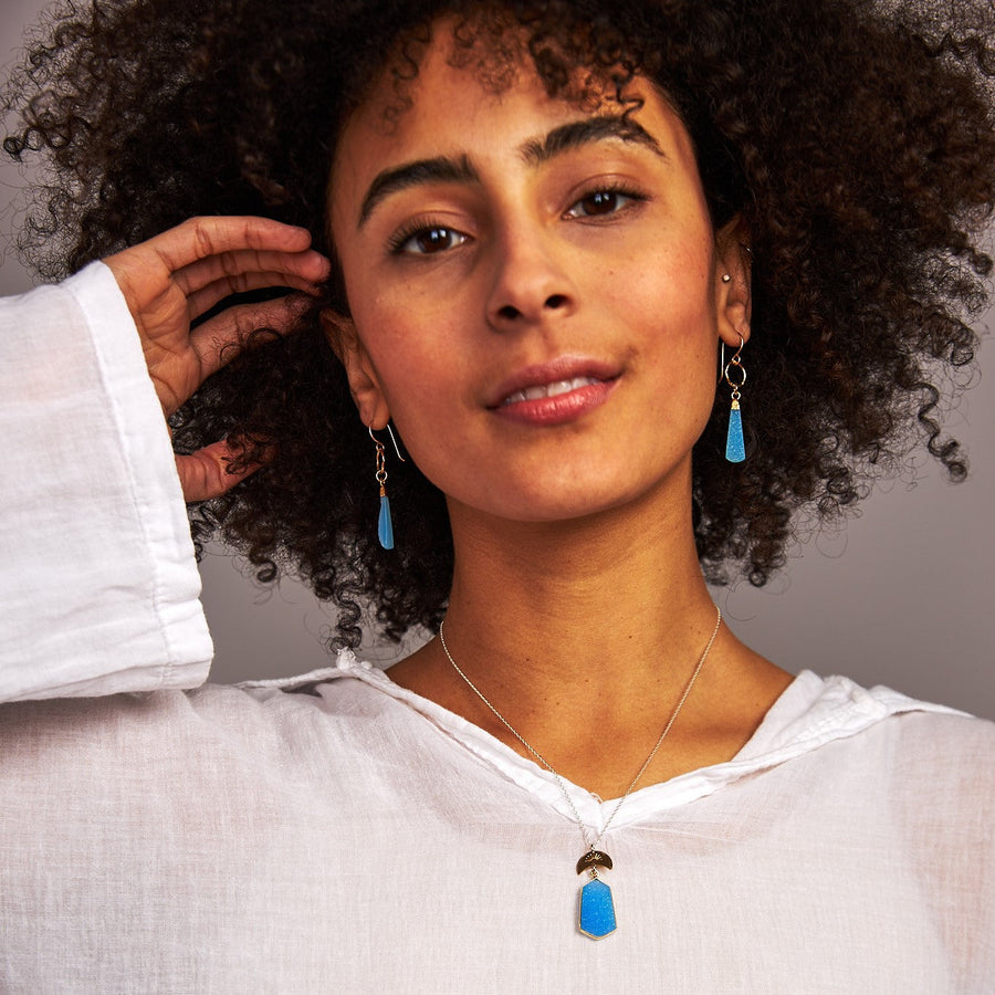 handmade gold filled blue druzy earrings laura j designs