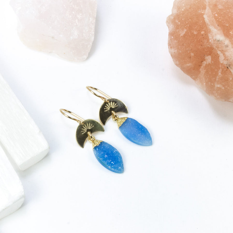 handmade gold filled blue druzy earrings laura j designs
